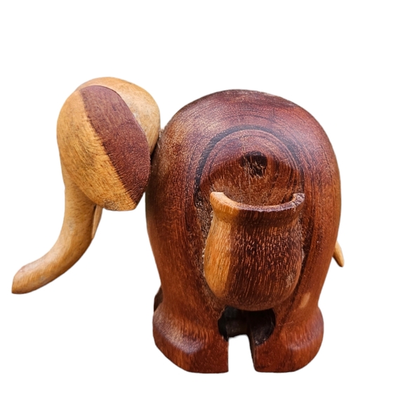 Vintage Wood Elephant Tooth Pick Holder 3" x 4" - Picture 2 of 9